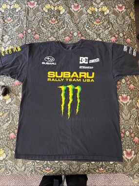 DC Black Subaru Rally Team Tee with Monster Logo